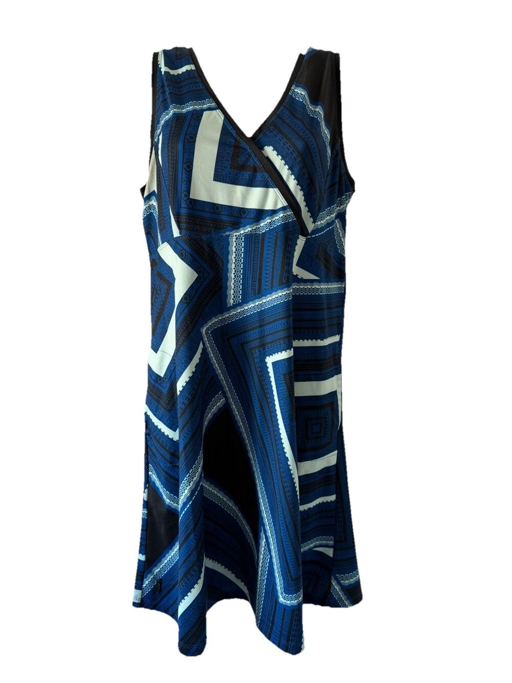 LOLE Blue Geometric Print Lightweight Knit Dress Women’s Size Medium Summer